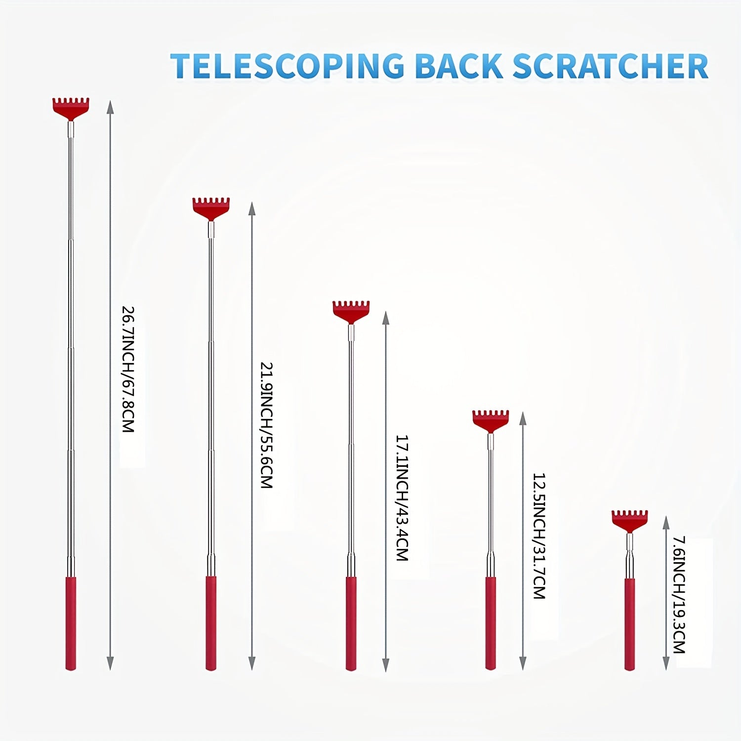Retractable Metal Back Scratcher 27 Inches Long Portable Soothes Itching