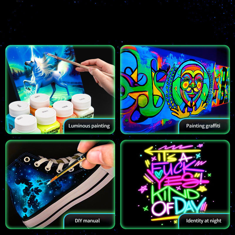 High Brightness Luminous Acrylic Paint 58ml Student DIY Textile Wall Painting