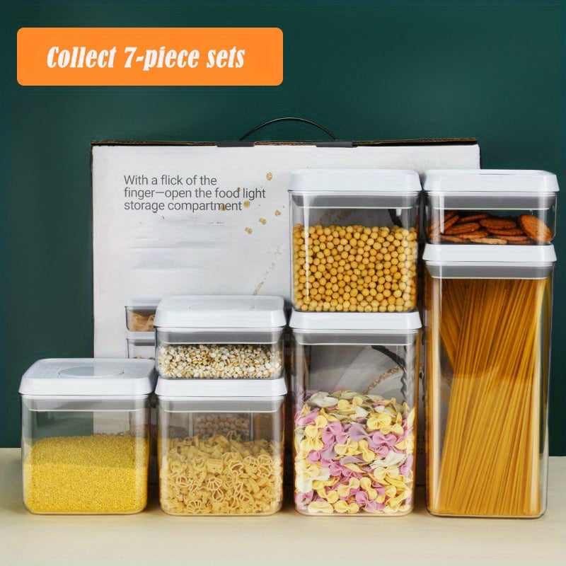 7 Clear Airtight Food Jars Storage Lids - Sealed Fresh-keeping