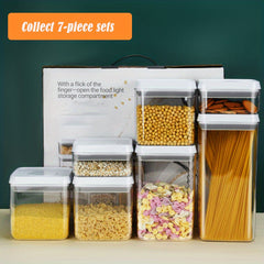 7 Clear Airtight Food Jars Storage Lids - Sealed Fresh-keeping