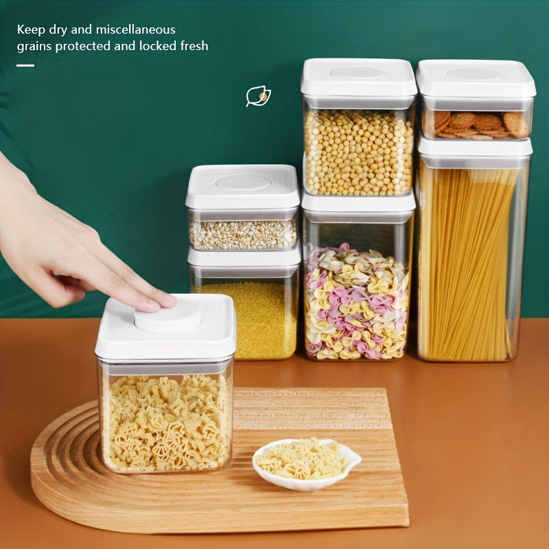 7 Clear Airtight Food Jars Storage Lids - Sealed Fresh-keeping