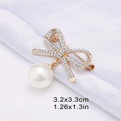 Collar Pin Pearl Rhinestone Scarf Clip Buckle Bowknot Hijab Brooch