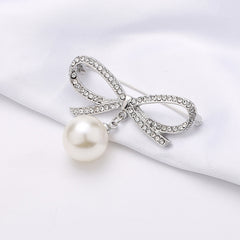 Collar Pin Pearl Rhinestone Scarf Clip Buckle Bowknot Hijab Brooch