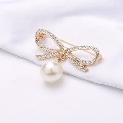 Collar Pin Pearl Rhinestone Scarf Clip Buckle Bowknot Hijab Brooch