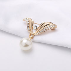 Collar Pin Pearl Rhinestone Scarf Clip Buckle Bowknot Hijab Brooch