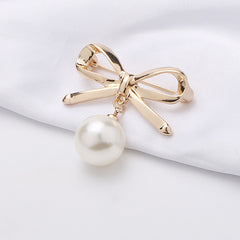 Collar Pin Pearl Rhinestone Scarf Clip Buckle Bowknot Hijab Brooch