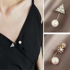 Faux Pearl Scarf Pin Delicate Shawl Brooch Cardigan Buckle
