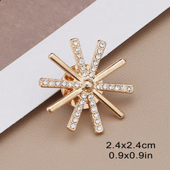 Metal Flower Collar Pin Rhinestone Scarf Clip Sunflower