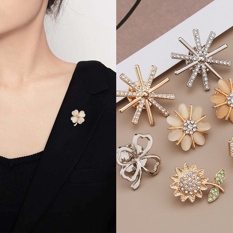 Metal Flower Collar Pin Rhinestone Scarf Clip Sunflower