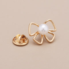 Faux Pearl Decor Scarf Clip Buckle Silvery Golden Brooch