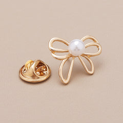 Faux Pearl Decor Scarf Clip Buckle Silvery Golden Brooch