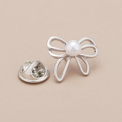 Faux Pearl Decor Scarf Clip Buckle Silvery Golden Brooch