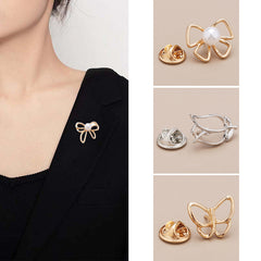 Faux Pearl Decor Scarf Clip Buckle Silvery Golden Brooch