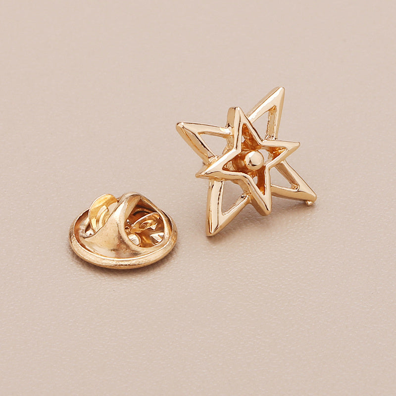 Leaf Flower Collar Pin Hollow Out Scarf Clip Golden Brooch