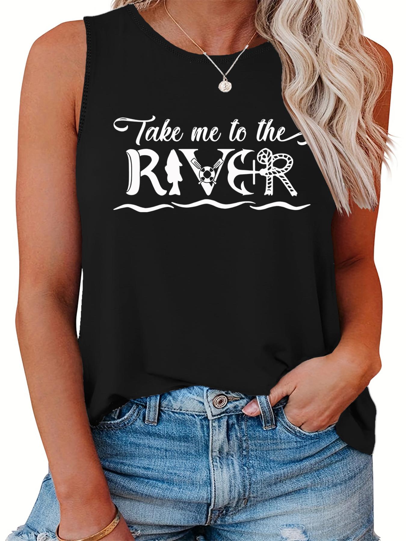 Fish & Letter Print Round Neck Tank Top