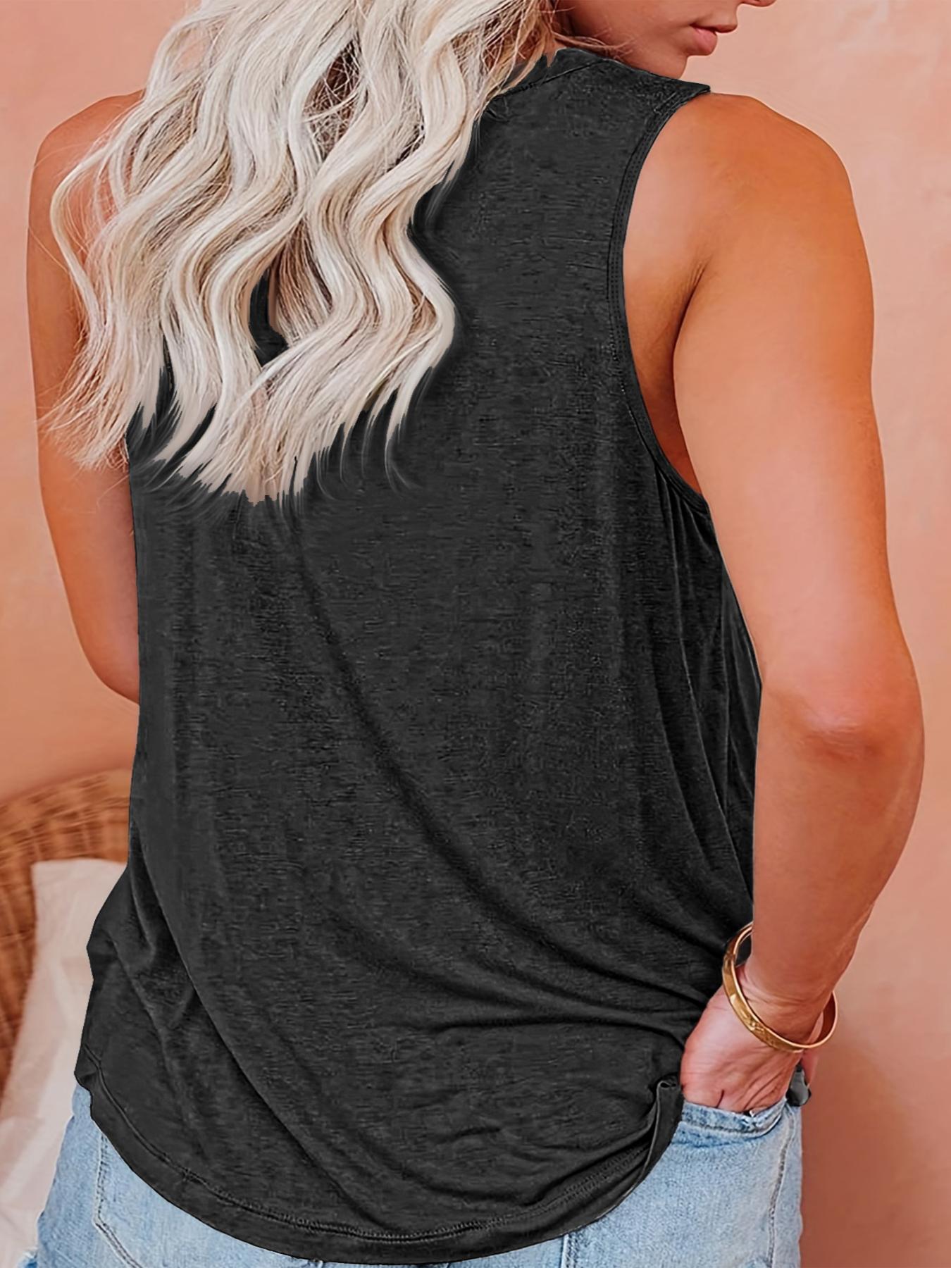 Butterfly & Heart Print Round Neck Tank Top