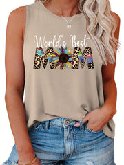 Leopard & Sunflower Tank Top Round Neck