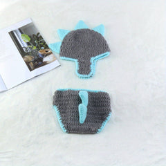Infant Dinosaur Knit Hat & Shorts Set - Baby Photo Props