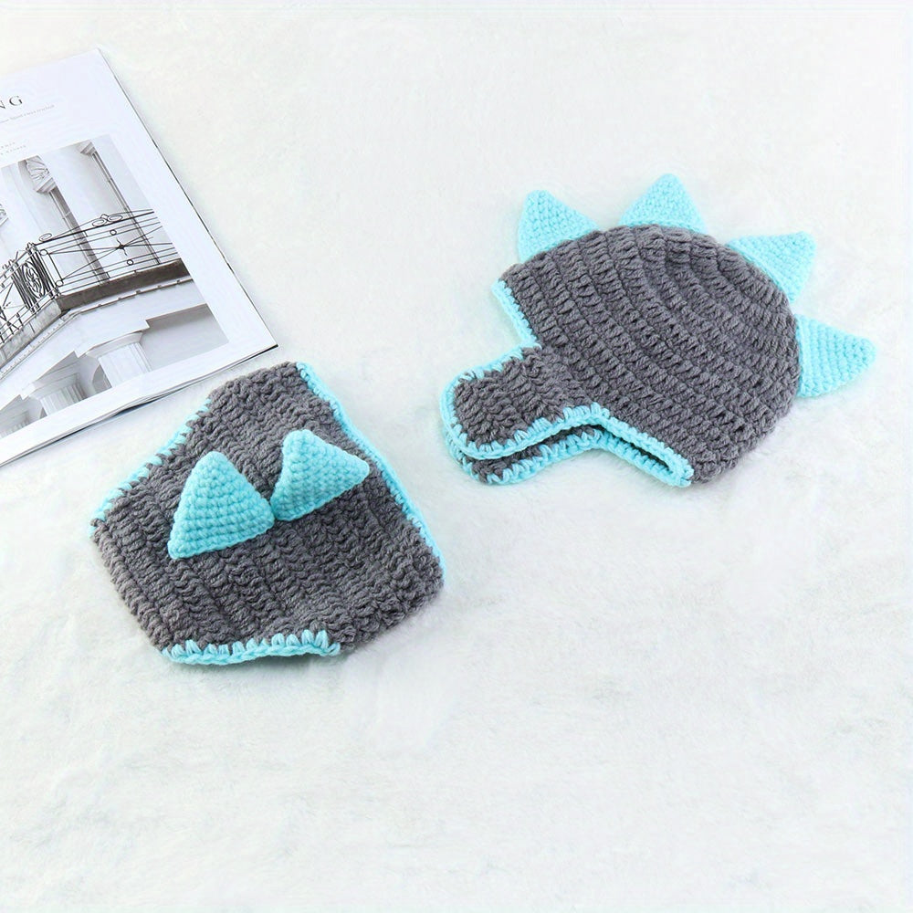Infant Dinosaur Knit Hat & Shorts Set - Baby Photo Props