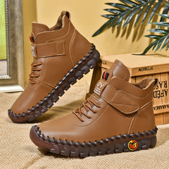 Women's High Top Lace Up Plush Ankle Boots