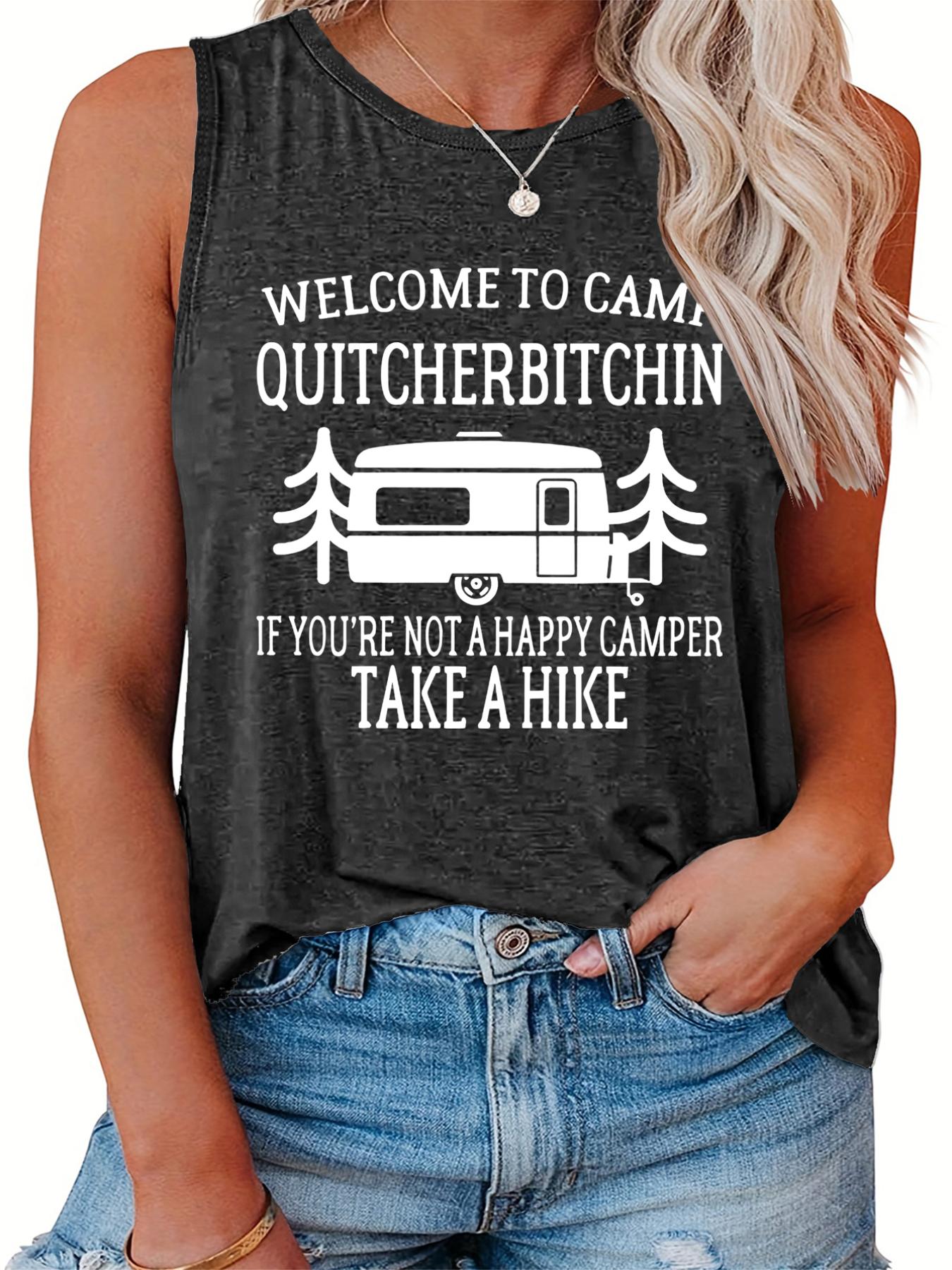 Casual Tank Top Women's Plus Car & Slogan Print