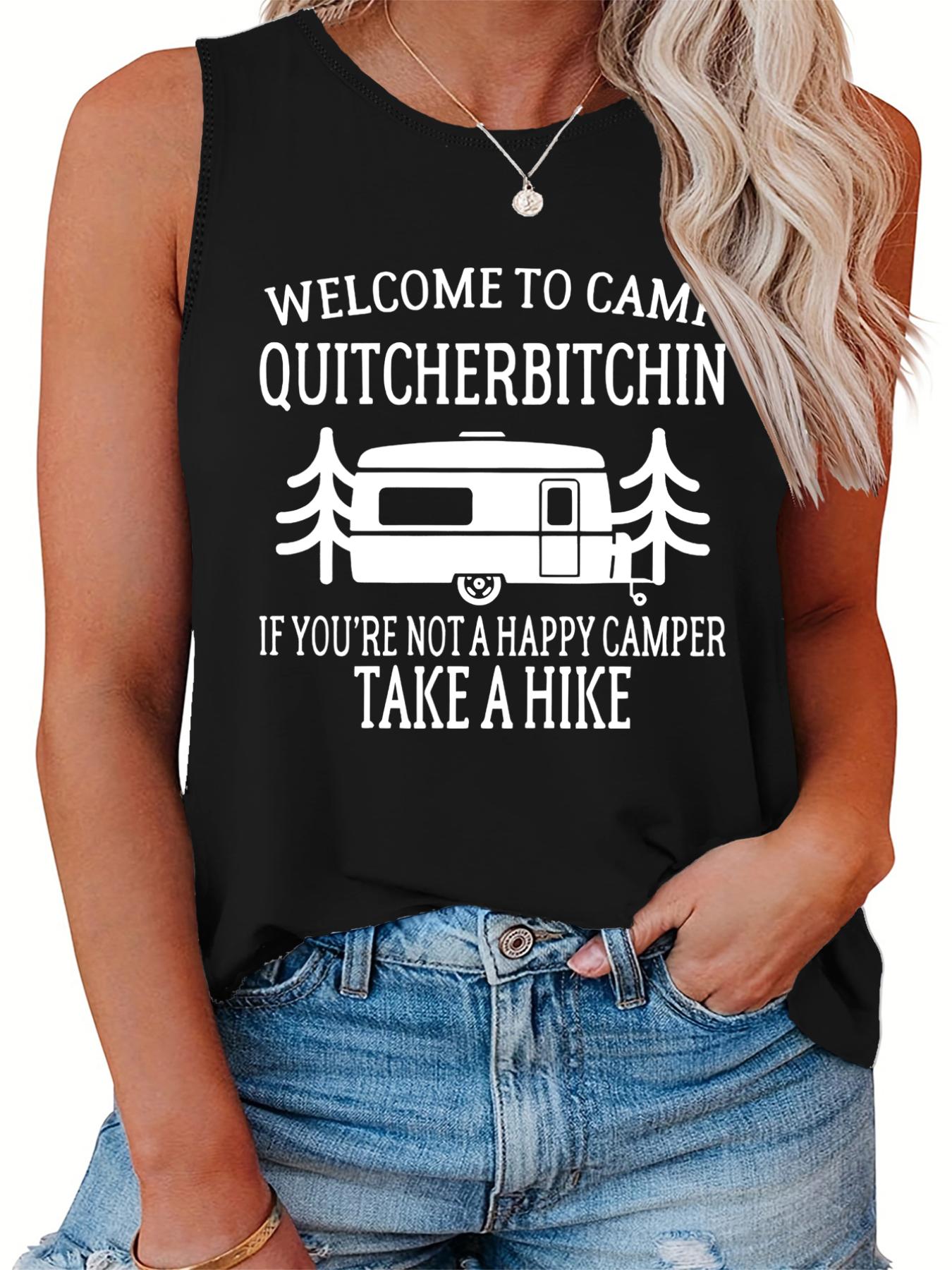 Casual Tank Top Women's Plus Car & Slogan Print