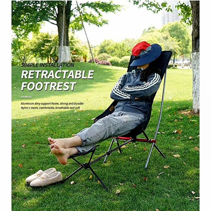 Portable Camping Chair with Footrest and Reclining Swing Feature