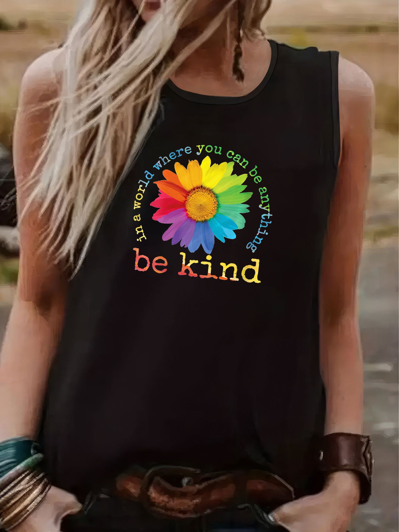 LGBT Casual Tank Top Women's Plus Rainbow Print Tank Top