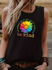LGBT Casual Tank Top Women's Plus Rainbow Print Tank Top