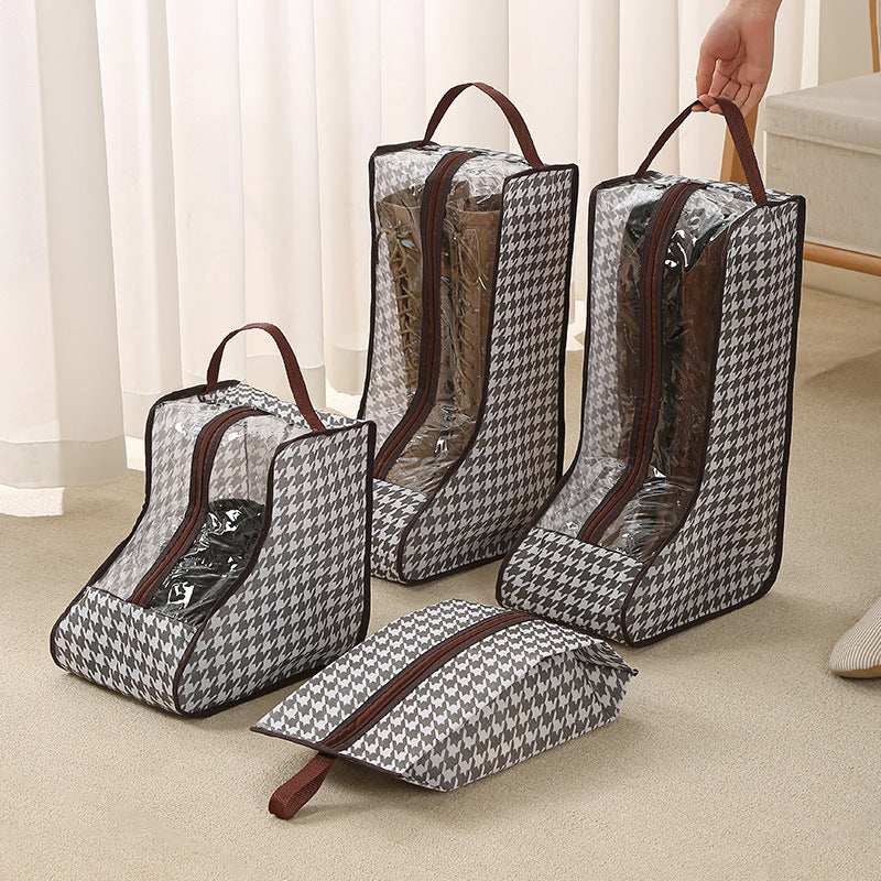 Houndstooth Boots Organizer Dustproof Bag Zipper Handbag