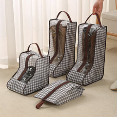 Houndstooth Boots Organizer Dustproof Bag Zipper Handbag