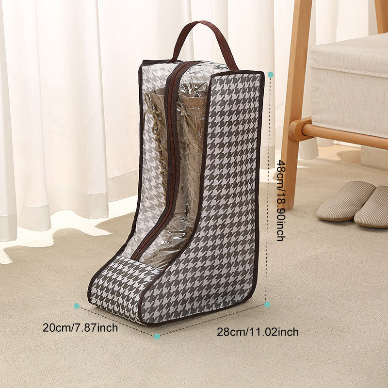 Houndstooth Boots Organizer Dustproof Bag Zipper Handbag