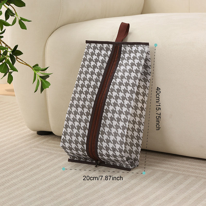 Houndstooth Boots Organizer Dustproof Bag Zipper Handbag