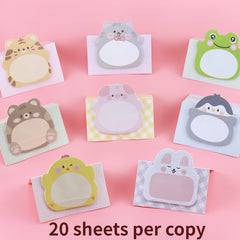 5pcs Cute Animal Sticky Notes - 100 Sheets, Ideal for Messages & Memos