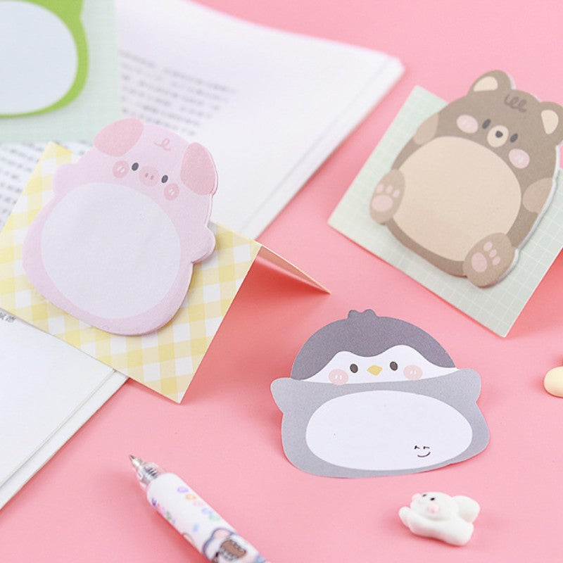 5pcs Cute Animal Sticky Notes - 100 Sheets, Ideal for Messages & Memos