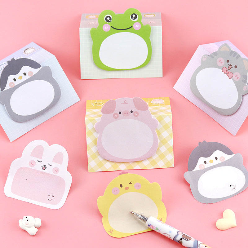 5pcs Cute Animal Sticky Notes - 100 Sheets, Ideal for Messages & Memos