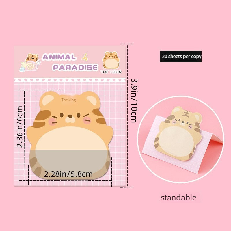 5pcs Cute Animal Sticky Notes - 100 Sheets, Ideal for Messages & Memos
