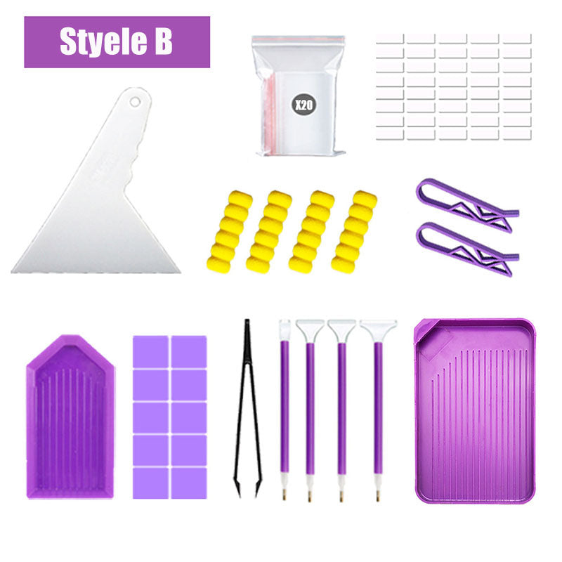 DIY Diamond Painting Kits Set Rhinestone Art Pen Tray Roller Storage Box Tools