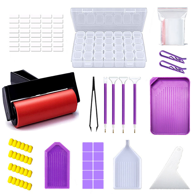 DIY Diamond Painting Kits Set Rhinestone Art Pen Tray Roller Storage Box Tools