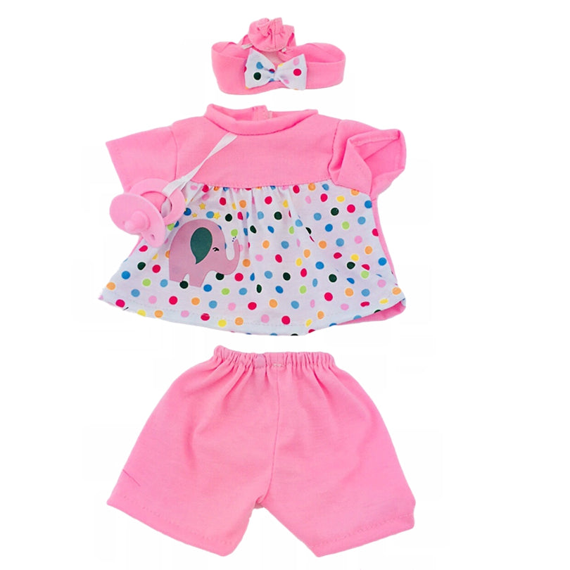 Flower Elephant Outfits for 18 Inch & 15 Inch Baby Dolls - Accessories Included