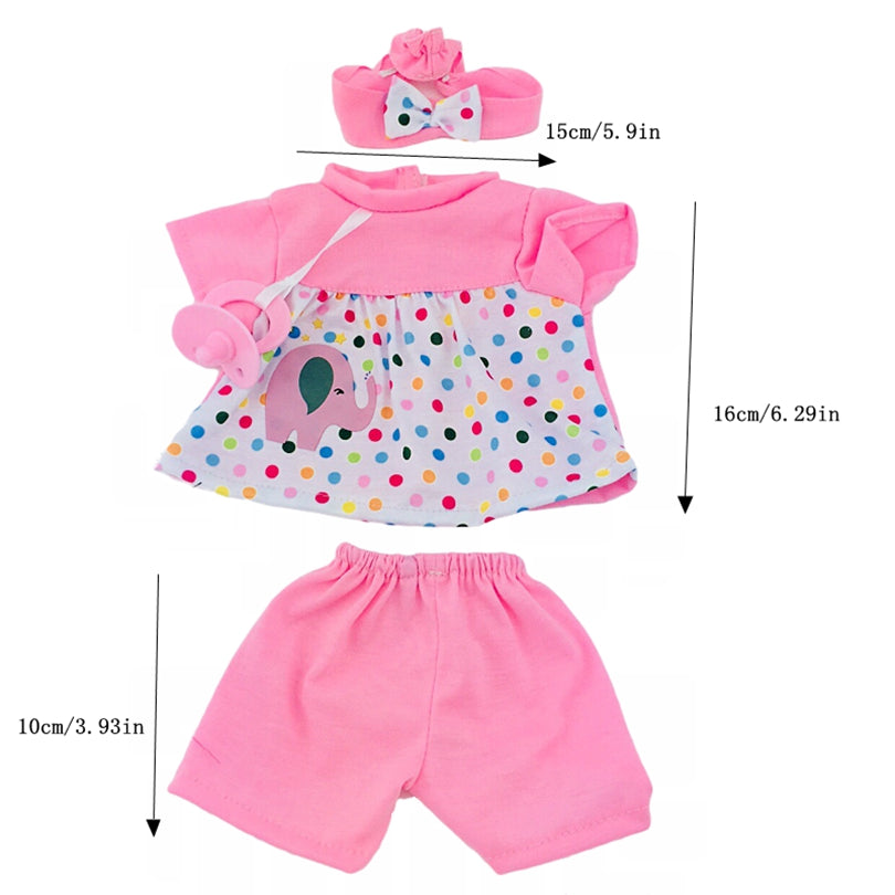 Flower Elephant Outfits for 18 Inch & 15 Inch Baby Dolls - Accessories Included