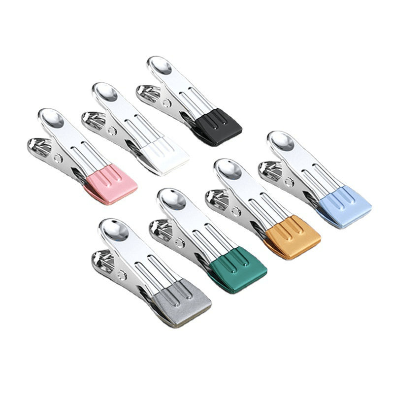 5pcs Flat Clip Windproof Drying Clip Metal Iron Clip Traceless Drying Clothes