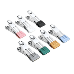 5pcs Flat Clip Windproof Drying Clip Metal Iron Clip Traceless Drying Clothes
