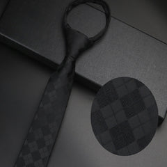 Solid Gray Zipper Tie No Knotting