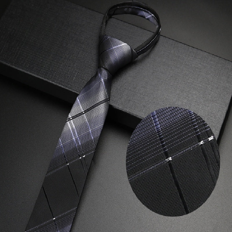 Solid Gray Zipper Tie No Knotting