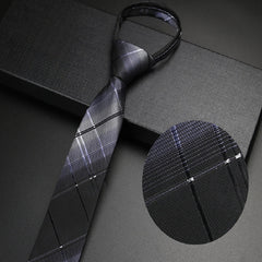 Solid Gray Zipper Tie No Knotting