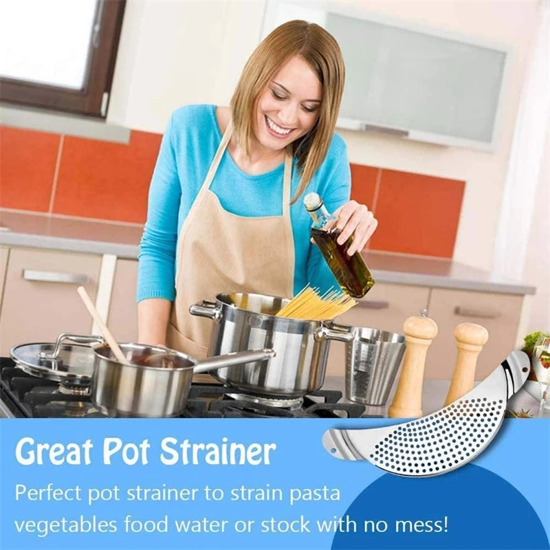 1pc Pot Strainer Pan Drainer Stainless Steel Pasta Noodle Draining Tool