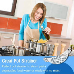1pc Pot Strainer Pan Drainer Stainless Steel Pasta Noodle Draining Tool