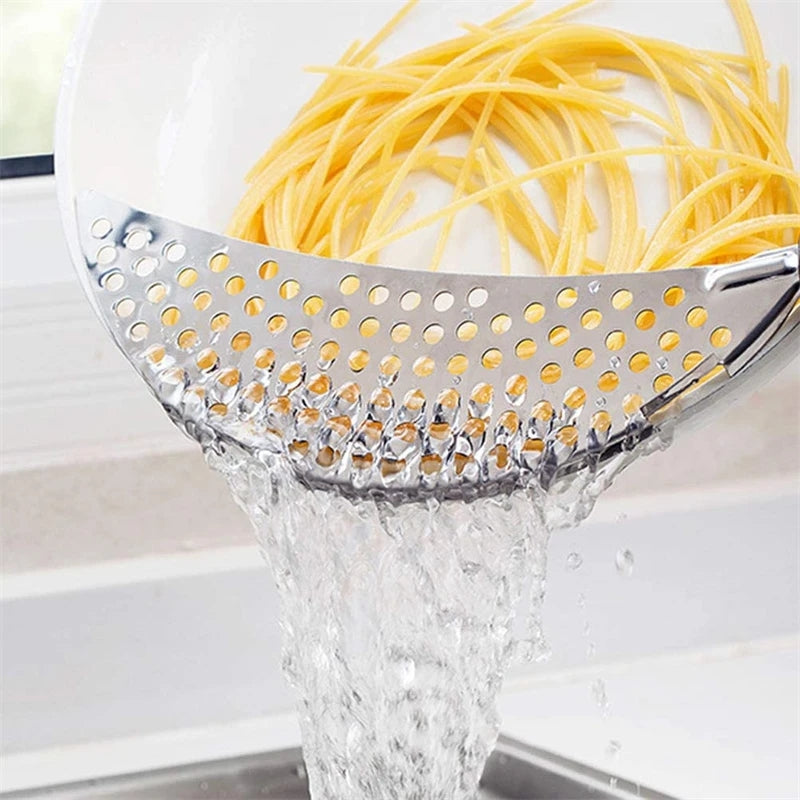 1pc Pot Strainer Pan Drainer Stainless Steel Pasta Noodle Draining Tool