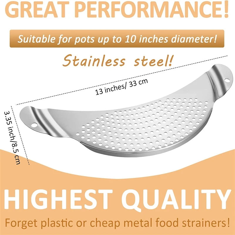 1pc Pot Strainer Pan Drainer Stainless Steel Pasta Noodle Draining Tool